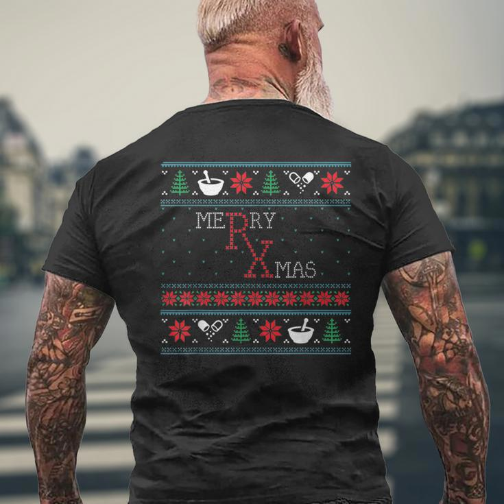 Merry Xmas Pharmacist Ugly Christmas Sweater Pharmacy Tech Men's T-shirt Back Print Gifts for Old Men