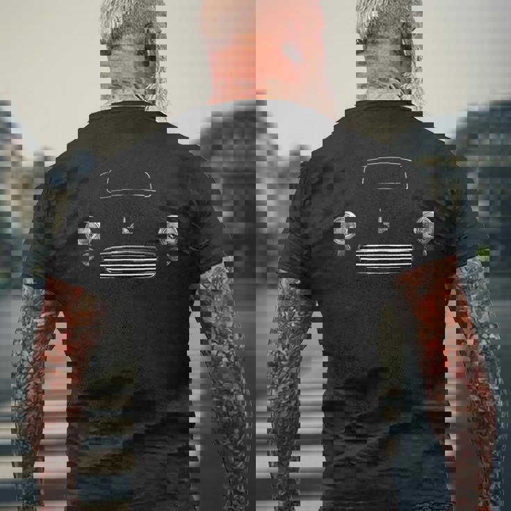 Morris Minor British Classic Car Minimalist Graphic Morris Funny Gifts Mens Back Print T-shirt Gifts for Old Men