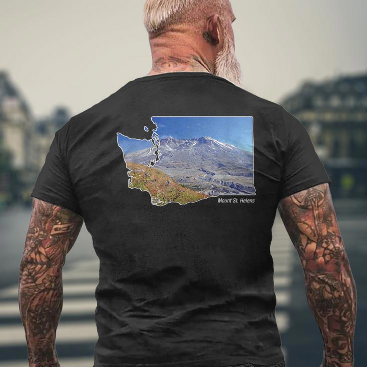 Mount St Helens Map Washington Volcano Men's T-shirt Back Print Gifts for Old Men