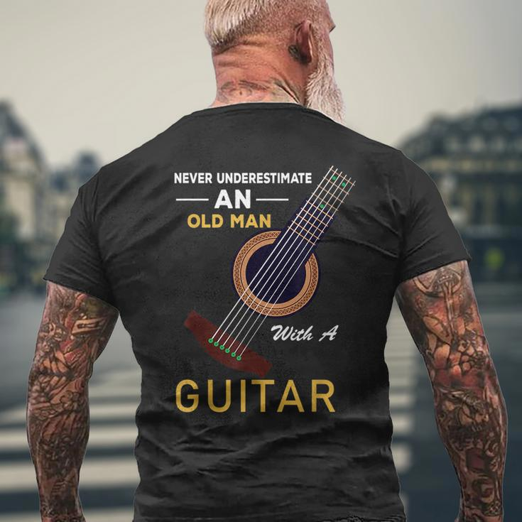 Music Band Owner Quote Guitarist Never Underestimate An Old Mens Back Print T-shirt Gifts for Old Men