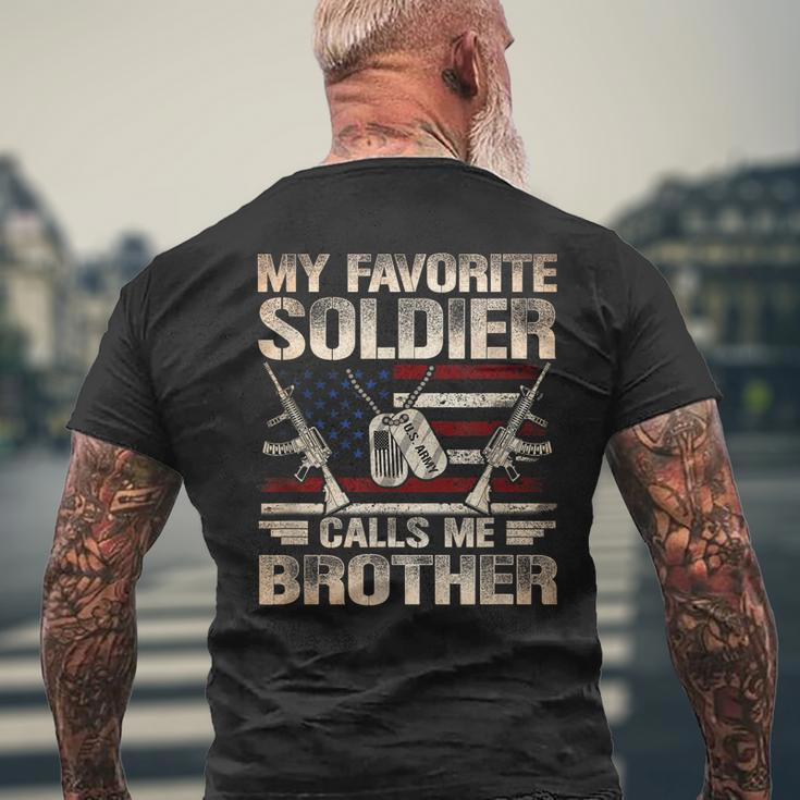 My Favorite Soldier Calls Me Brother Us Army Brother Mens Back Print T-shirt Gifts for Old Men