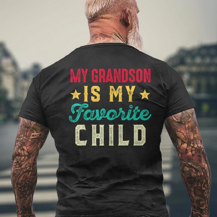 My Grandson Is My Favorite Child Funny Grandpa Grandma Mens Back Print T-shirt Gifts for Old Men