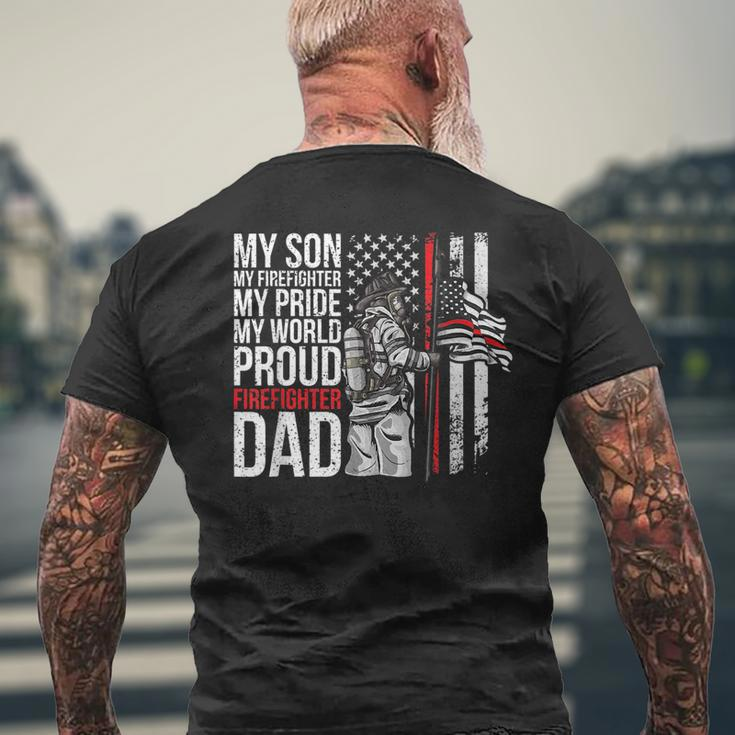 My Son My Firefighter My Pride Firefighter Dad Mens Back Print T-shirt Gifts for Old Men