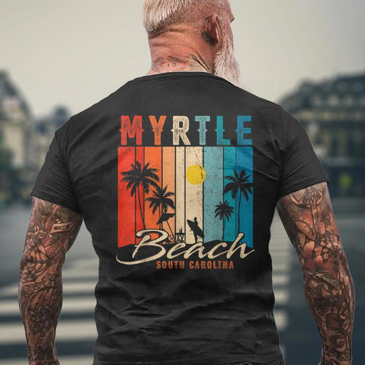 Myrtle Beach Vintage Summer Vacation Palm Trees Sunset Mens Back Print T-shirt Gifts for Old Men