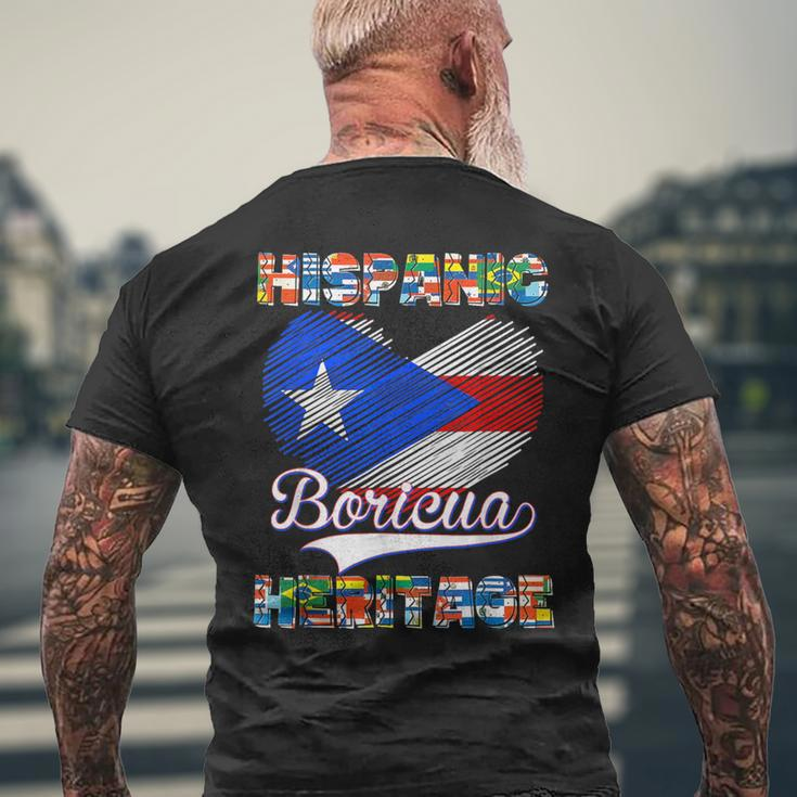 National Hispanic Heritage Month Puerto Rico Flag Boricua Men's T-shirt Back Print Gifts for Old Men
