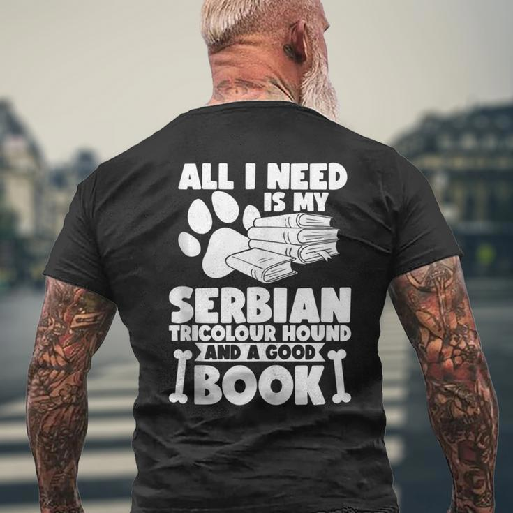 All I Need Is My Serbian Tricolour Hound And A Good Book Men's T-shirt Back Print Gifts for Old Men
