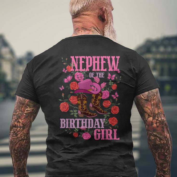 Nephew Of The Birthday Girl Cowgirl Boots Pink Matching Mens Back Print T-shirt Gifts for Old Men