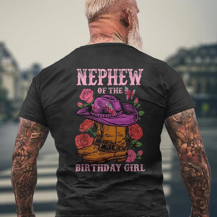 Nephew Of The Birthday Girl Pink Boots Cowgirl Matching Mens Back Print T-shirt Gifts for Old Men