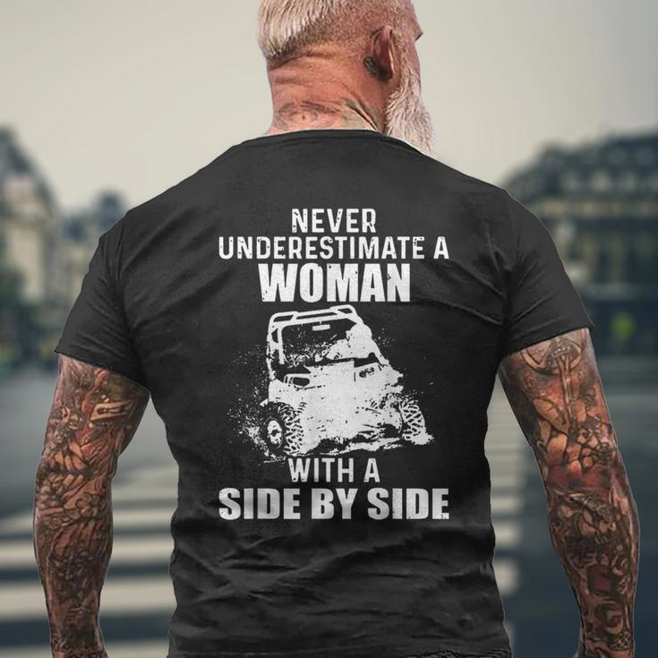 Never Underestimate A Woman With A Side By Side Mens Back Print T-shirt Gifts for Old Men