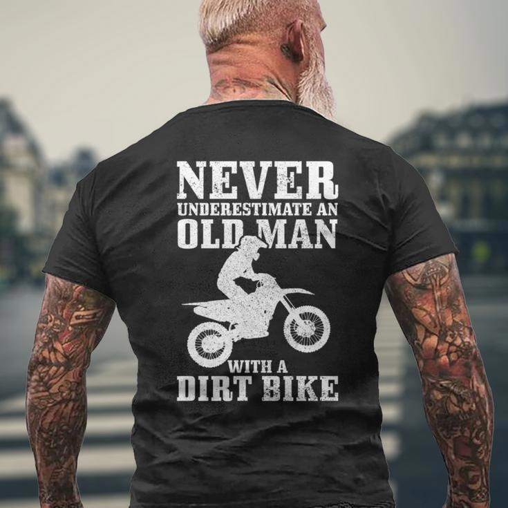 Never Underestimate An Old Man On Dirt Bike Funny Motocross Mens Back Print T-shirt Gifts for Old Men