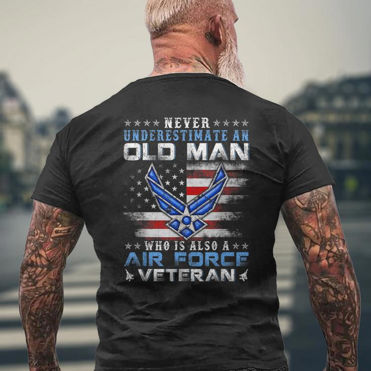Never Underestimate An Old Man Us Air Force Veteran Vintage Mens Back Print T-shirt Gifts for Old Men