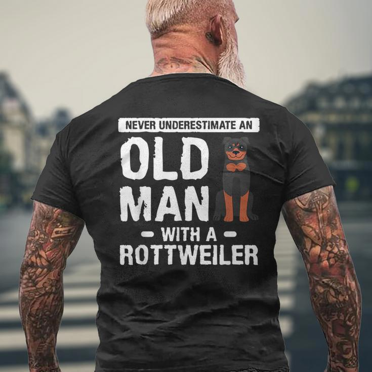 Never Underestimate An Old Man With A Rottweiler Dog Lover Mens Back Print T-shirt Gifts for Old Men