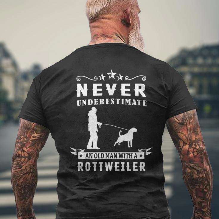 Never Underestimate An Old Man With A Rottweiler Dog Rottie Mens Back Print T-shirt Gifts for Old Men