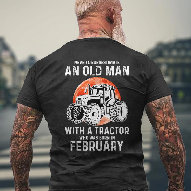 Never Underestimate An Old Man With A Tractor February Mens Back Print T-shirt Gifts for Old Men