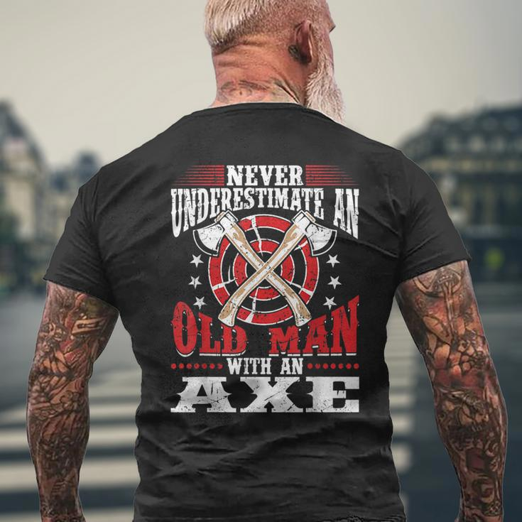 Never Underestimate An Old Man With An Axe Throwing Dad Mens Back Print T-shirt Gifts for Old Men