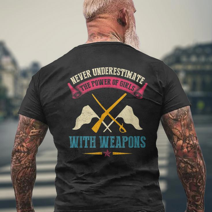 Never Underestimate Power Of Girls With Weapons Color Guard Mens Back Print T-shirt Gifts for Old Men