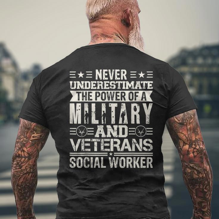 Never Underestimate The Power Of A Military And Veterans Mens Back Print T-shirt Gifts for Old Men