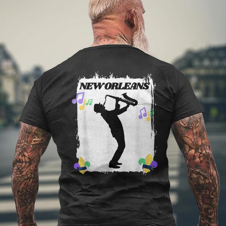 New Orleans Louisiana Skyline Music Jazz Travel Holidays Men's T-shirt Back Print Gifts for Old Men
