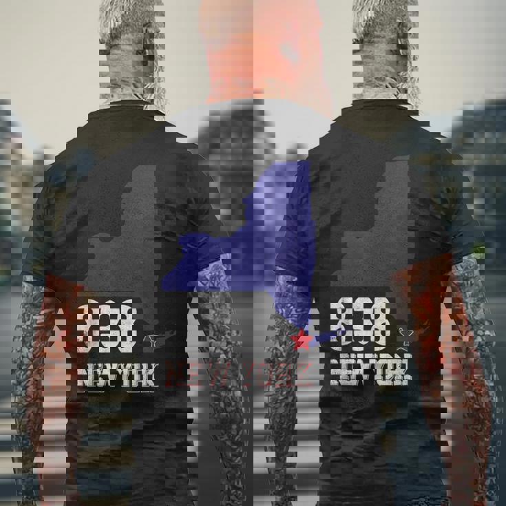 New York Area Code 838 New York Ny Map Men's T-shirt Back Print Gifts for Old Men