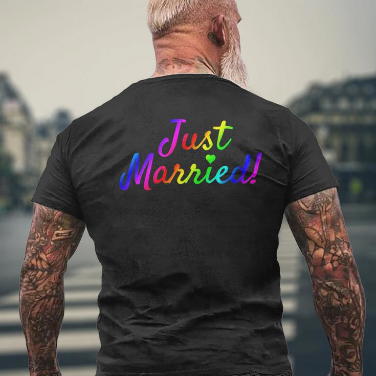 Newlywed Just Married Gay Lesbian Lgbt Wedding Honeymoon Mens Back Print T-shirt Gifts for Old Men