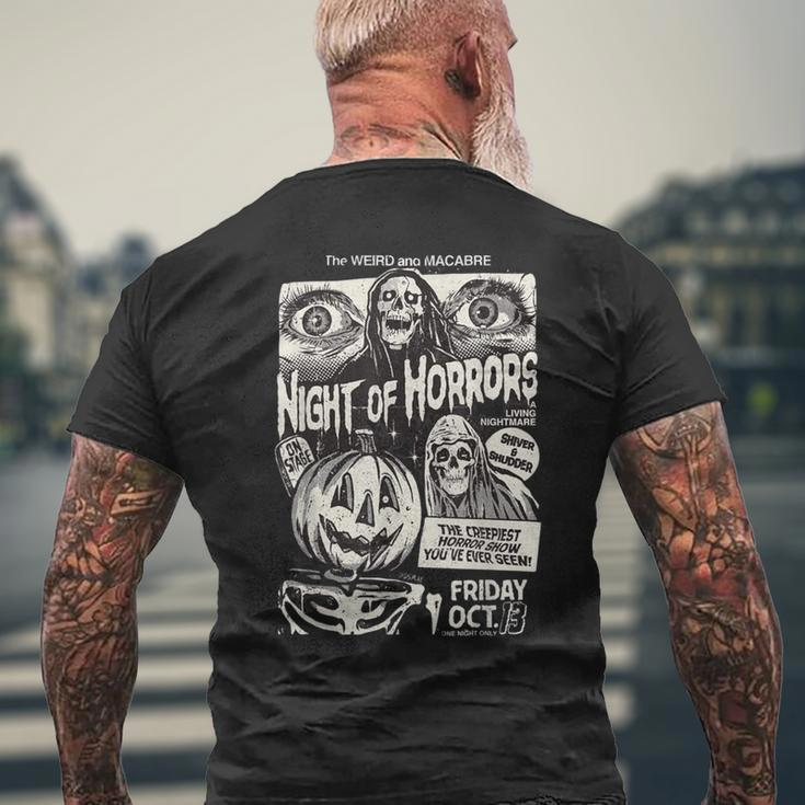 Night Of Horrors Vintage Scary Movie Graphic Men's T-shirt Back Print Gifts for Old Men