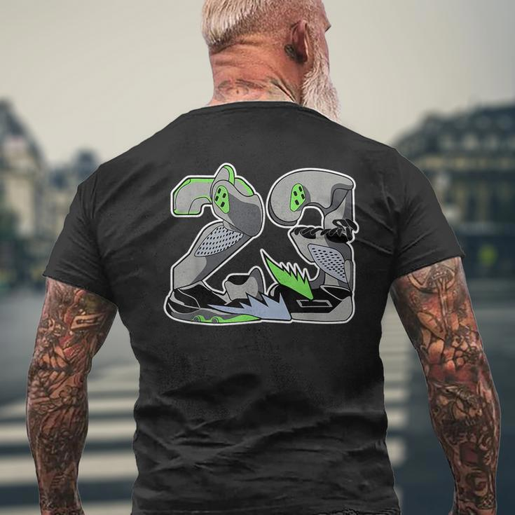Number 23 Drip Kicks Retro Green Bean 5S Matching Mens Back Print T-shirt Gifts for Old Men