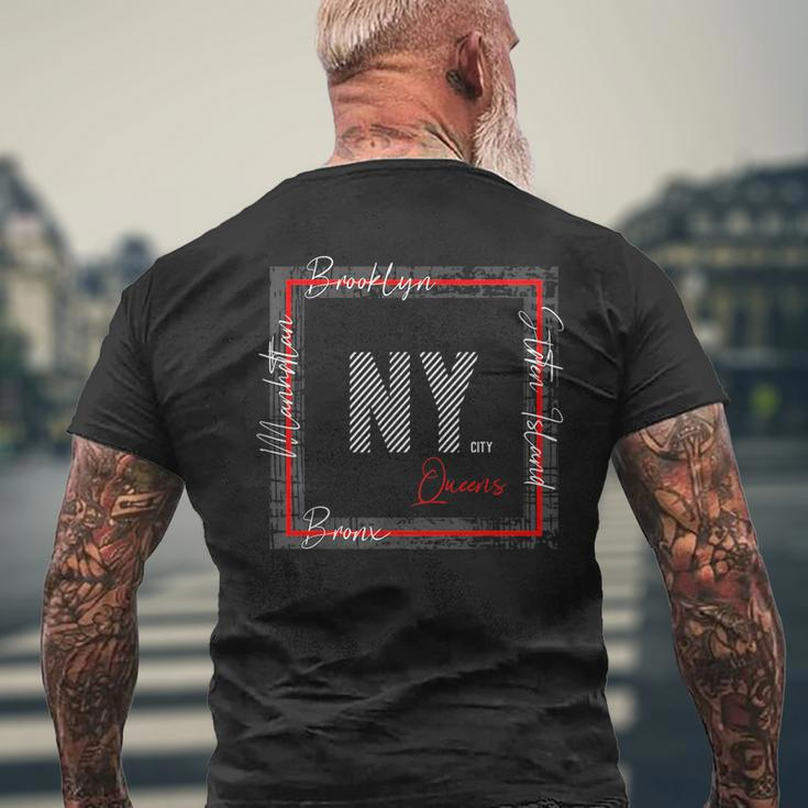 Ny Brooklyn Staten Island Manhattan Bronx Queens Mens Back Print T-shirt Gifts for Old Men