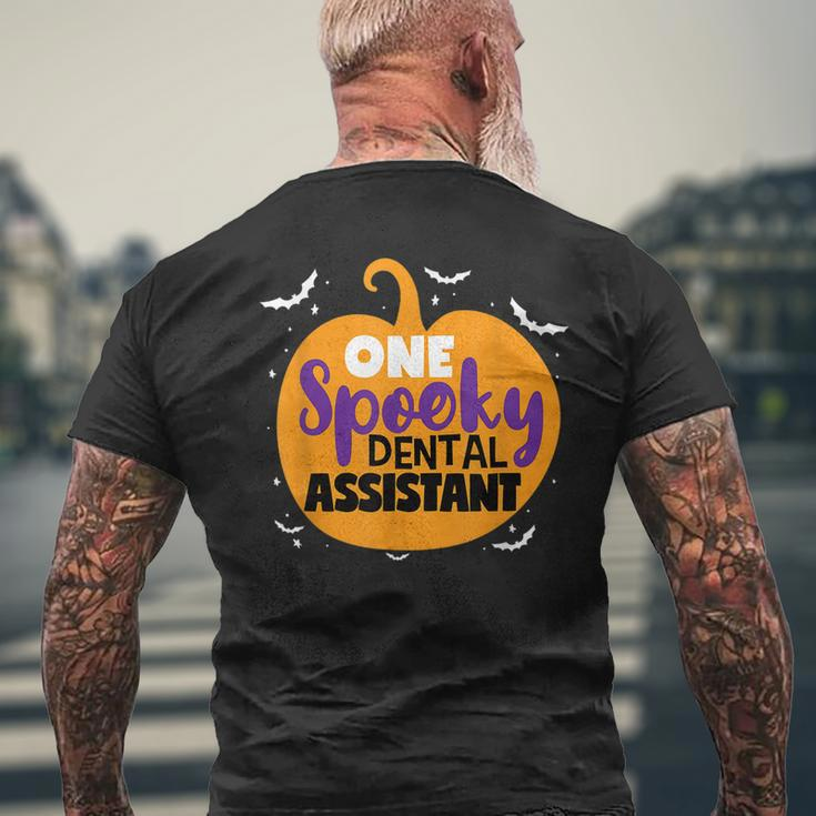 One Spooky Dental Assistant Halloween Pumpkin Tooth Doctor Mens Back Print T-shirt Gifts for Old Men