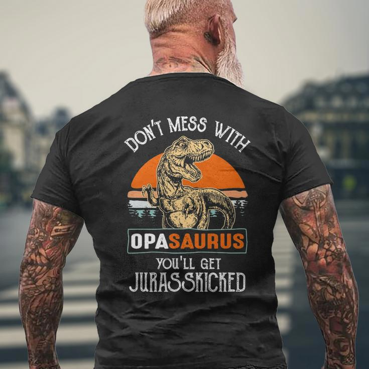 Opa Grandpa Gift Dont Mess With Opasaurus Mens Back Print T-shirt Gifts for Old Men