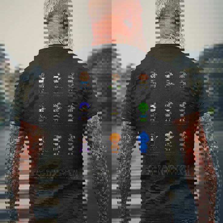 Orbem 8-Bit Characters Mens Back Print T-shirt Gifts for Old Men