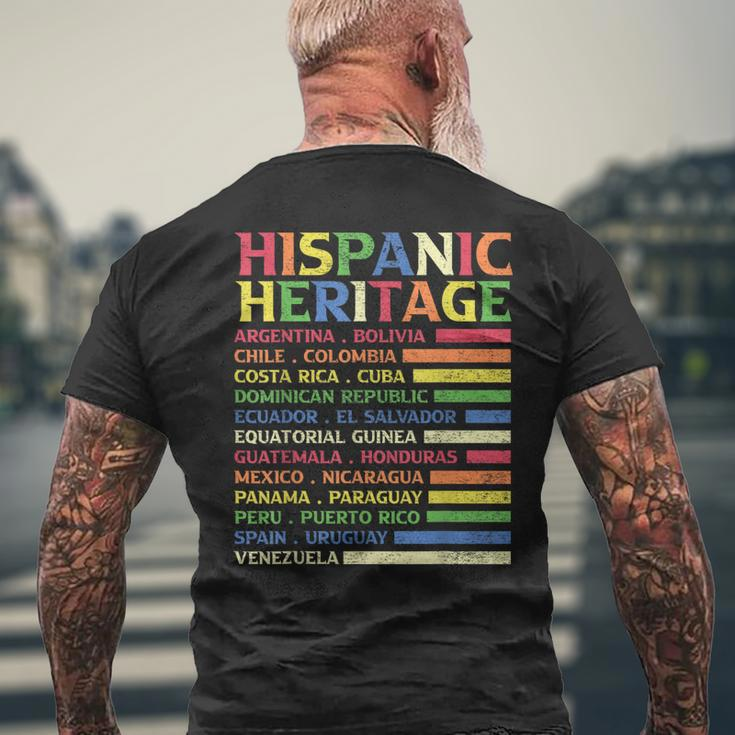 Hispanic Heritage Month 2023 National Latino Countries Flag Men's T-shirt Back Print Gifts for Old Men