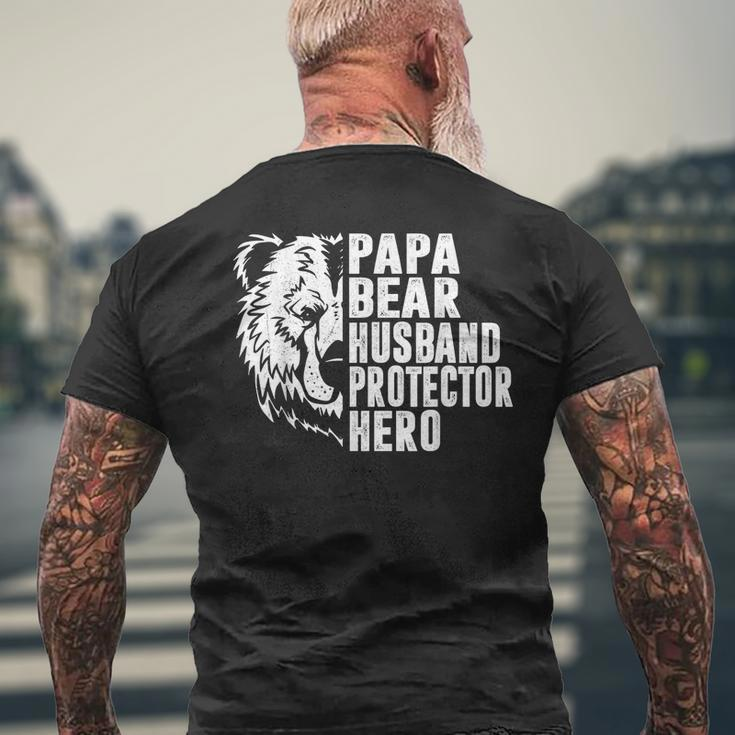 Papa Bear Husband Protector Hero Funny Dad Fathers Day Gift For Mens Mens Back Print T-shirt Gifts for Old Men
