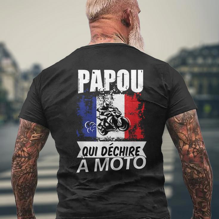 Papou Biker Mens Motorbike Gift Idea For Grandad Mens Back Print T-shirt Gifts for Old Men