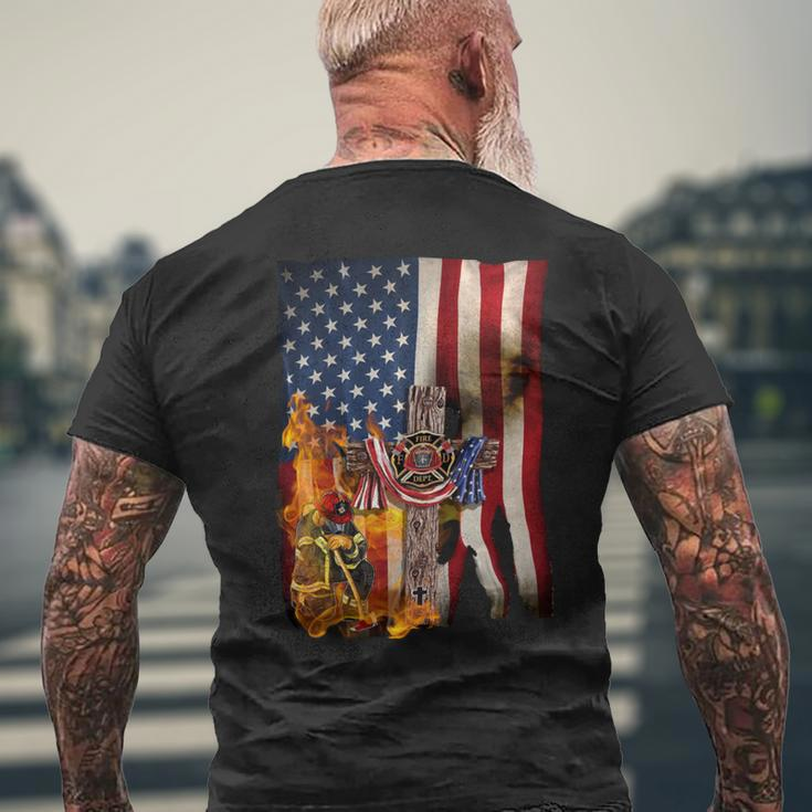 Patriot Day September 11 Firefighter God Bless Usa - Mens Standard Mens Back Print T-shirt Gifts for Old Men