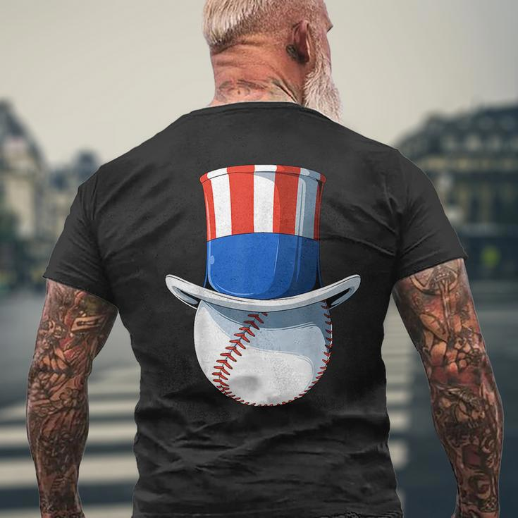 Patriotic Baseball Uncle Sam Baseball American Flag 4Th July Mens Back Print T-shirt Gifts for Old Men