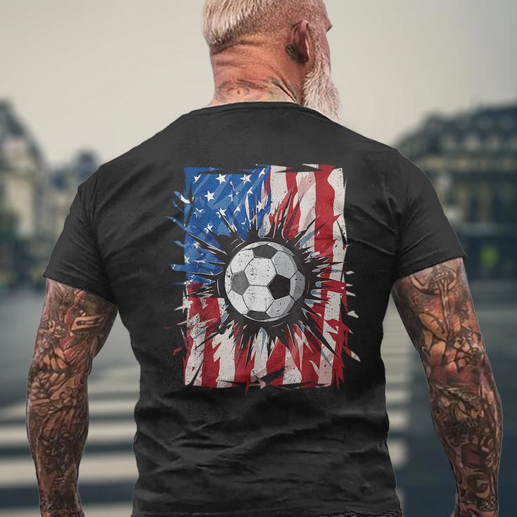 Patriotic Soccer 4Th Of July Men Usa American Flag Boys Mens Back Print T-shirt Gifts for Old Men