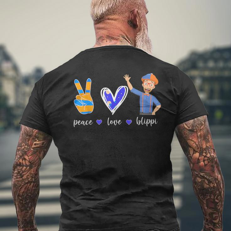 Peace Love Funny Lover For Men Woman Kids Blippis Mens Back Print T-shirt Gifts for Old Men
