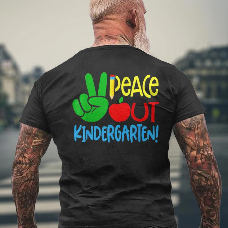 Peace Out Kindergarten Graduation Last Day Of School Boy Kid Mens Back Print T-shirt Gifts for Old Men