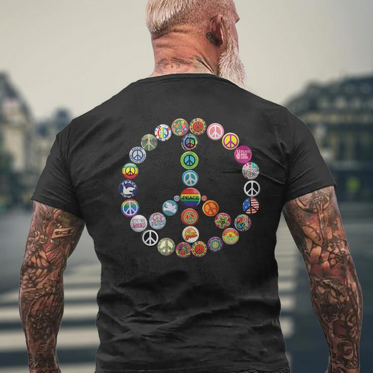 Peace Sign Buttons Vintage Hippie Retro Costume 60S 70S 70S Vintage Designs Funny Gifts Mens Back Print T-shirt Gifts for Old Men