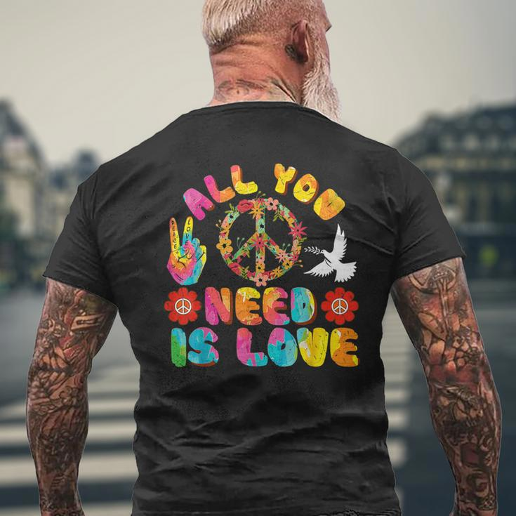 Peace Sign Love 60S 70S 80S Costume Hippie Retro Halloween Men's T-shirt Back Print Gifts for Old Men