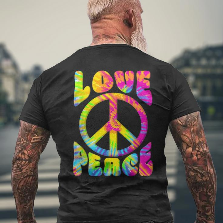 Peace Sign Love 60S 70S Tie Dye Love Peace Hippie Costume 70S Vintage Designs Funny Gifts Mens Back Print T-shirt Gifts for Old Men