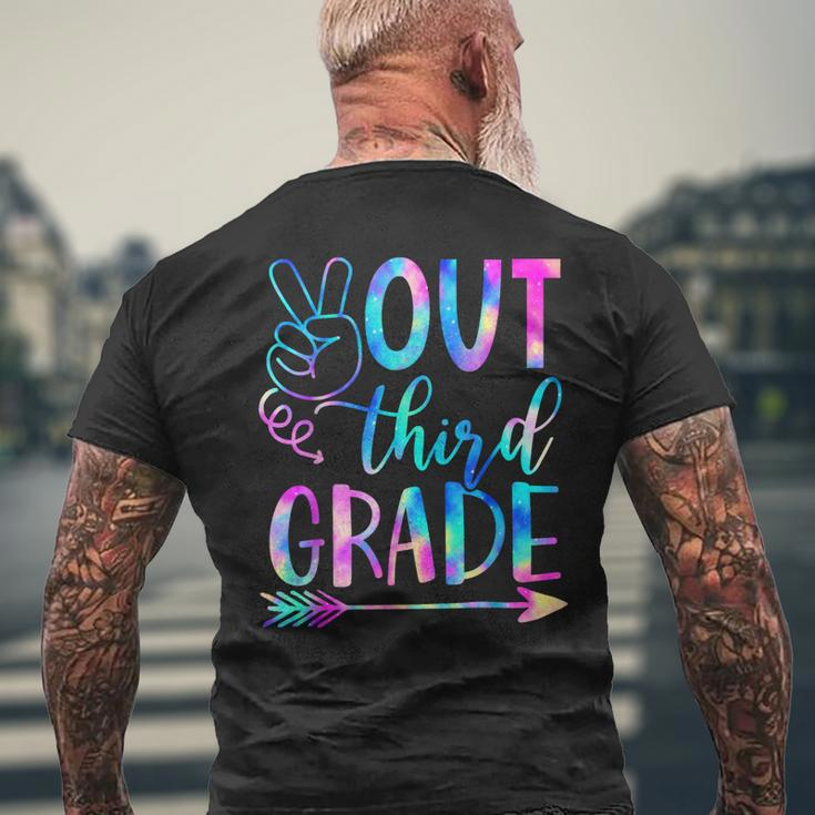 Peace Out Third Grade Graduate Tie Dye Last Day Of School Men's Back Print T-shirt Gifts for Old Men