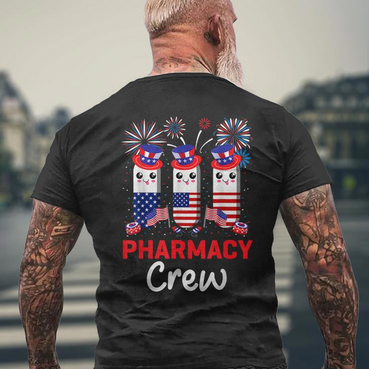 Pharmacy Crew 4Th Of July Cute Pills American Patriotic Mens Back Print T-shirt Gifts for Old Men