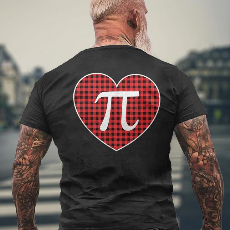 Pi Day Buffalo Plaid Heart 314 Symbol Math Nerd Gift Pi Day Funny Gifts Mens Back Print T-shirt Gifts for Old Men