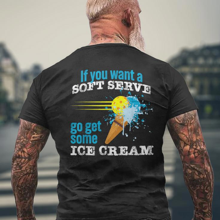 Pickleball Soft Serve Ice Cream Slam Funny Pickleball Mens Back Print T-shirt Gifts for Old Men
