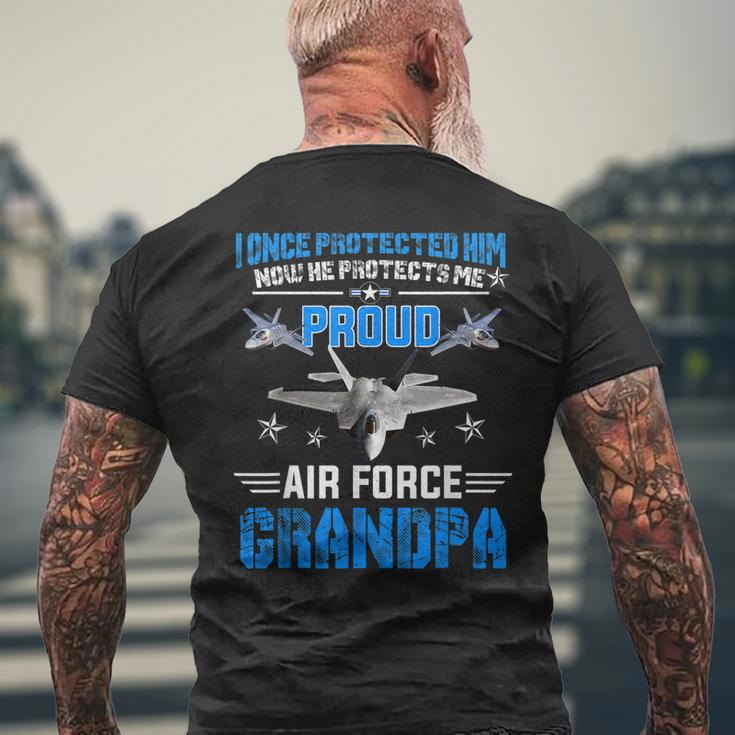 Pride Military Family Proud Grandpa Air Force Men's Back Print T-shirt Gifts for Old Men