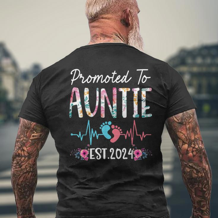 Promoted To Auntie Est 2024 Mothers Day First Time Mom Mens Back Print T-shirt Gifts for Old Men