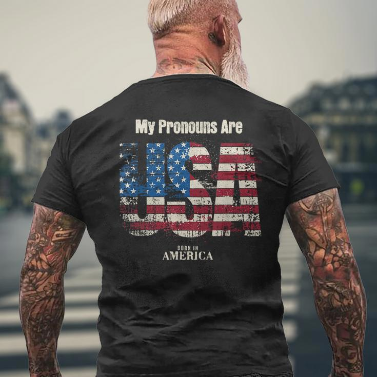 My Pronouns Are Usa 4Th Of July Celebration Proud American Men's T-shirt Back Print Gifts for Old Men