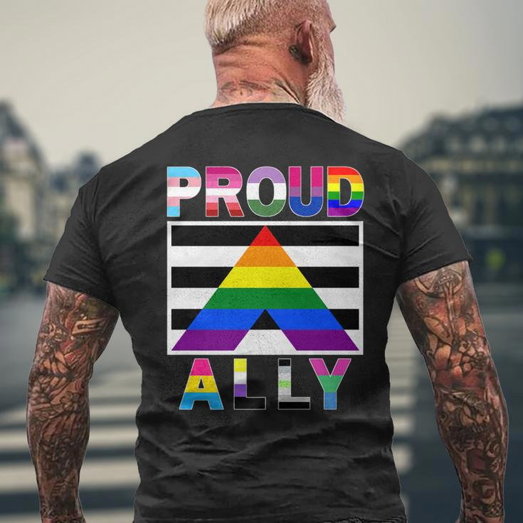 Proud Ally Lgbtq Gay Pride Month Equality Flags Mens Back Print T-shirt Gifts for Old Men