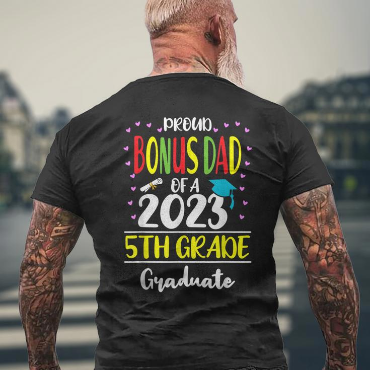 Proud Bonus Dad Of A Class Of 2023 5Th Grade Graduate Men's Back Print T-shirt Gifts for Old Men